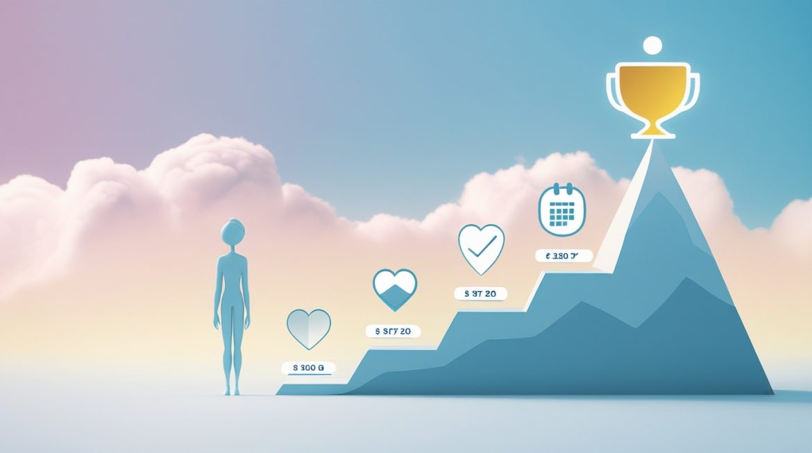 Новичок в спорте ставит фитнес-цели в тренажерном зале с блокнотом планирования тренировок