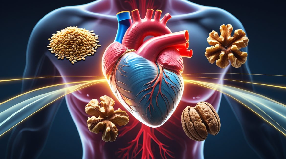 Здоровое сердце с омега-3 жирными кислотами из рыбы и орехов для профилактики сердечно-сосудистых заболеваний