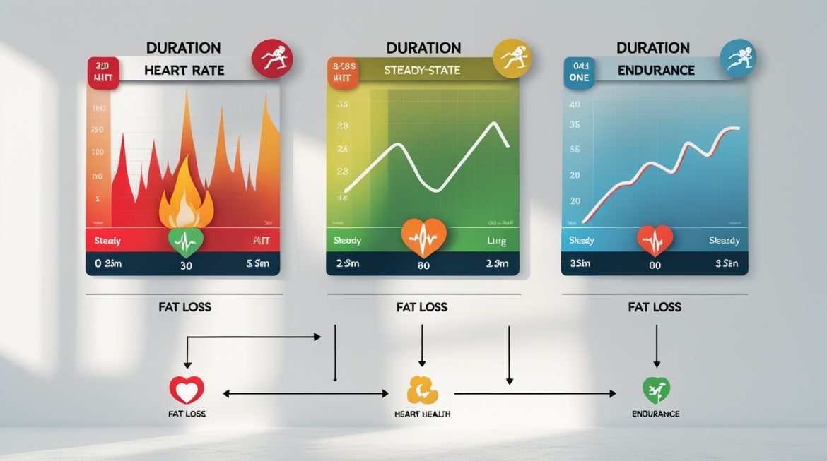 Человек проверяет время на спортивных часах во время кардиотренировки, определение оптимальной продолжительности занятий