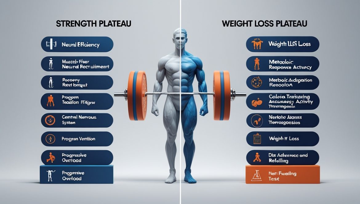 Сравнение силовых тренировок и процесса похудения - человек в спортзале и на весах 
