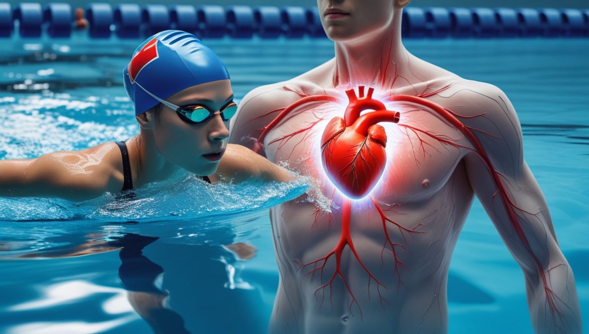 Пловец выполняет технику кроля в бассейне для укрепления сердечно-сосудистой системы