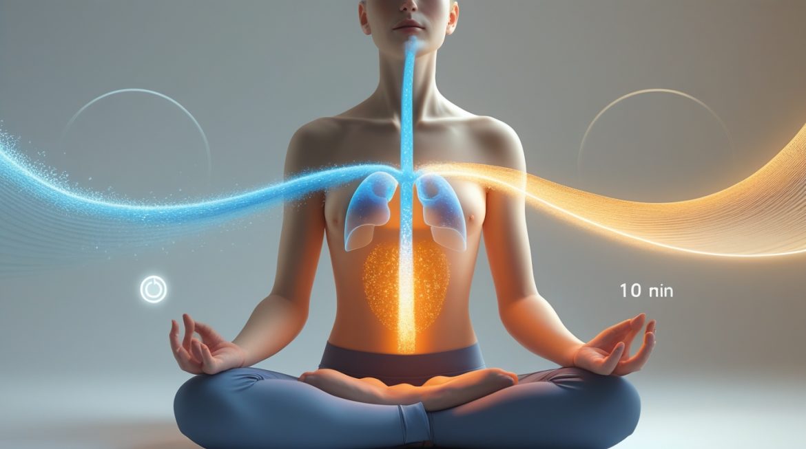 Человек практикует пранаяму в позе лотоса на рассвете в спокойной атмосфере для медитации и дыхательных упражнений йоги