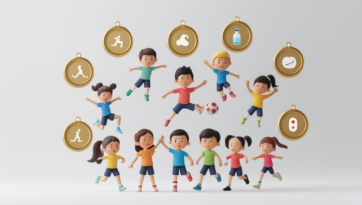 Ребенок выполняет разминку для профилактики спортивных травм в спортивном зале