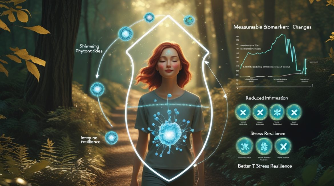 Человек совершает оздоровительную прогулку по хвойному лесу для укрепления иммунитета