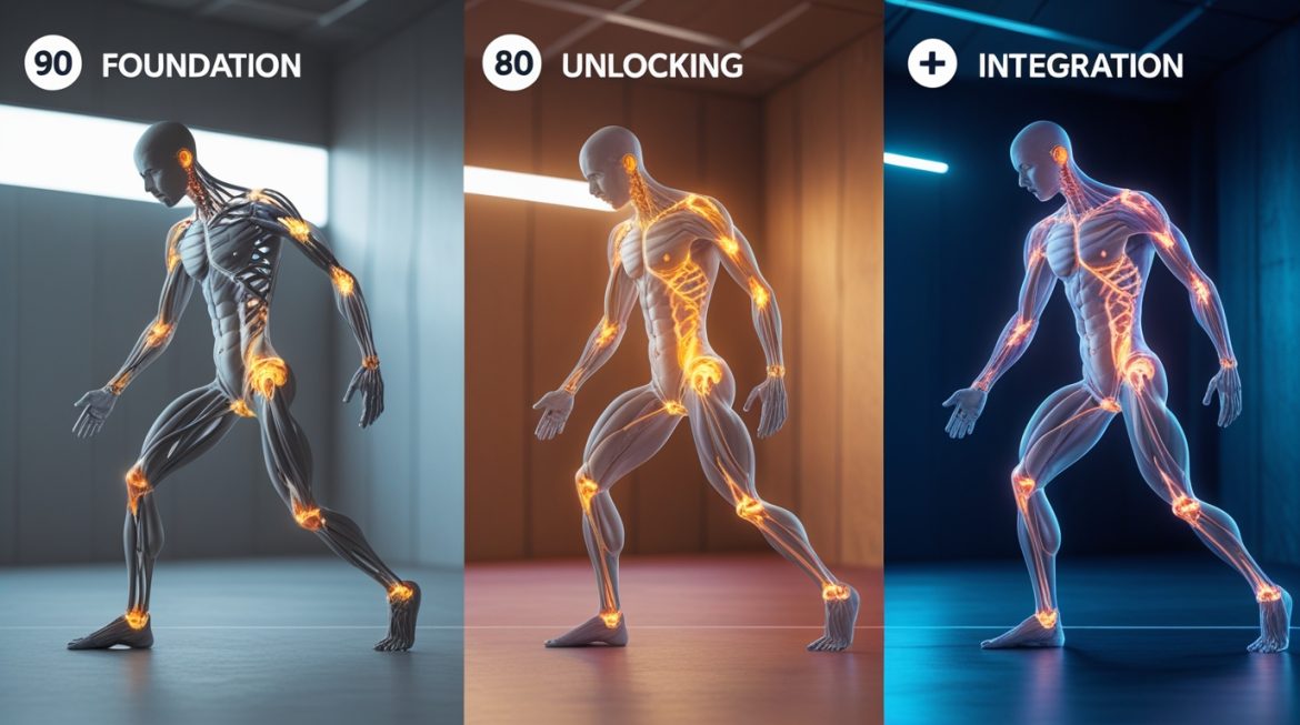 Анатомия мышц и связок во время растяжки - научная иллюстрация процессов стретчинга