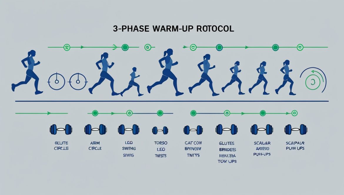 человек выполняет упражнения разминки в тренажерном зале перед тренировкой