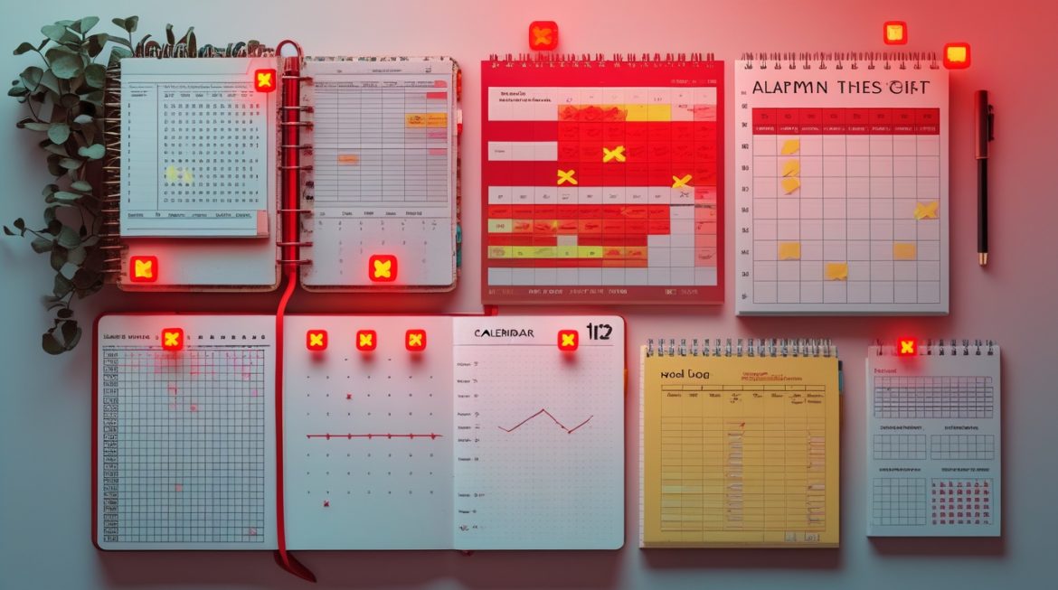 Человек ведет систему отслеживания привычек и целей за рабочим столом