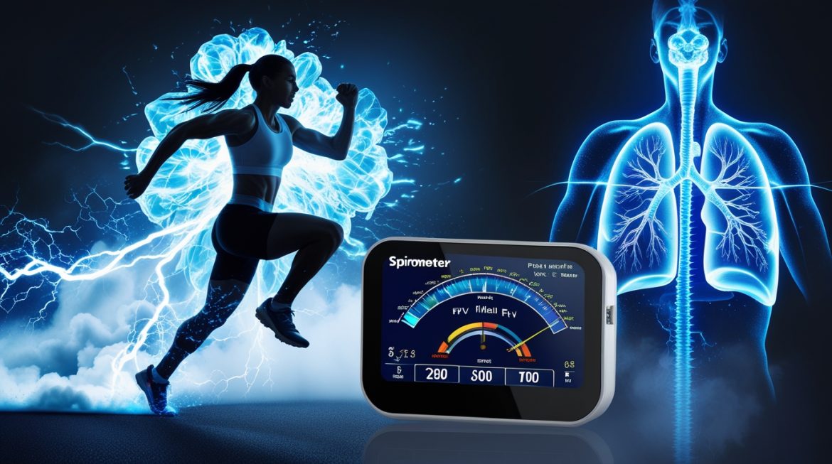 Спортсмен проходит спирометрию в центре спортивной медицины для оценки функции легких