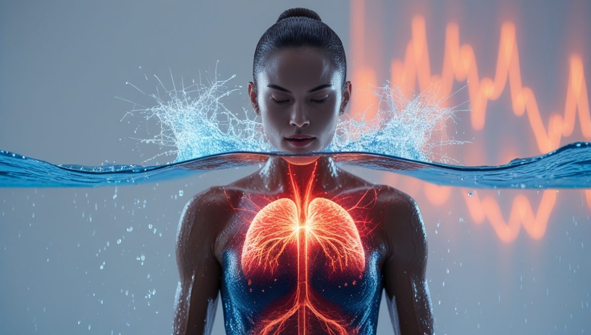 Спортсмен принимает холодный душ после тренировки для восстановления и закаливания