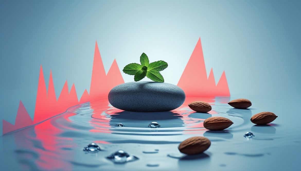 Женщина испытывает стресс и тревогу из-за пищевой аллергии на кухне с продуктами питания