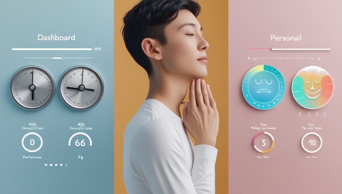 Человек измеряет прогресс с помощью весов и сантиметровой ленты, демонстрируя объективные показатели здоровья