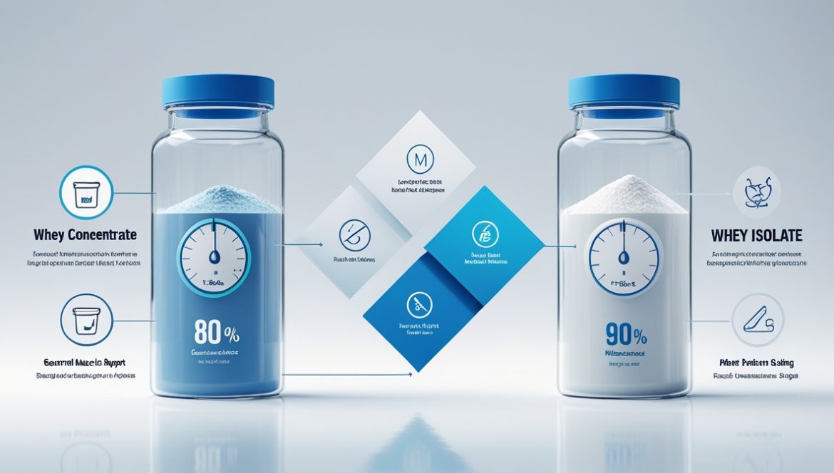 Спортсмен с протеиновым коктейлем в спортзале - выбор сывороточного протеина 