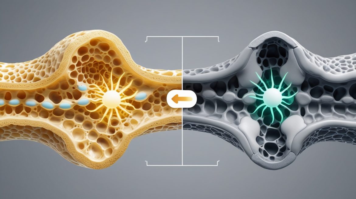 Женщина занимается физическими упражнениями на солнце для профилактики остеопороза с витамином D и кальцием
