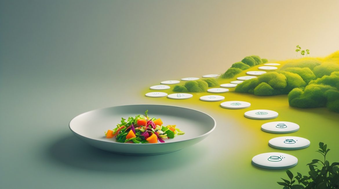 Женщина практикует осознанное питание с микропривычками здорового образа жизни