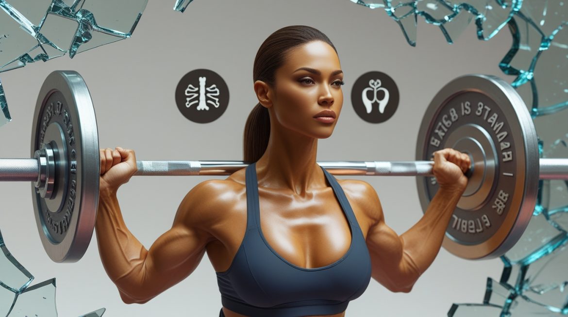 Женщина тренируется со штангой в спортивном зале, силовой тренинг для девушек