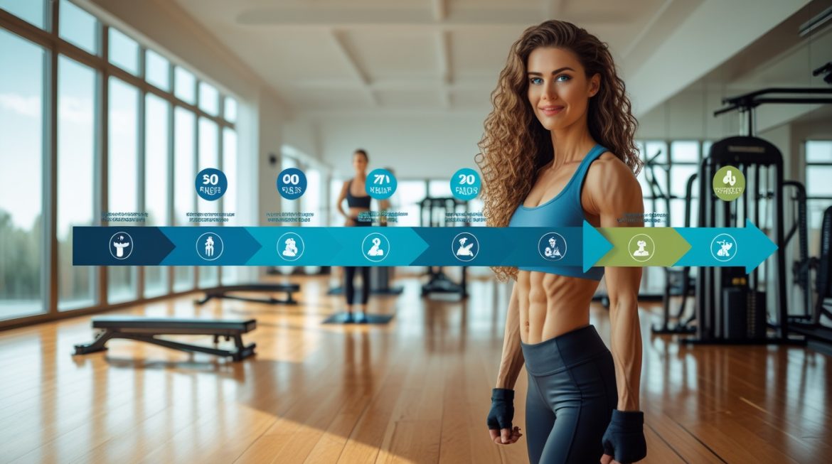 Женщина выполняет интенсивную жиросжигающую тренировку в тренажерном зале