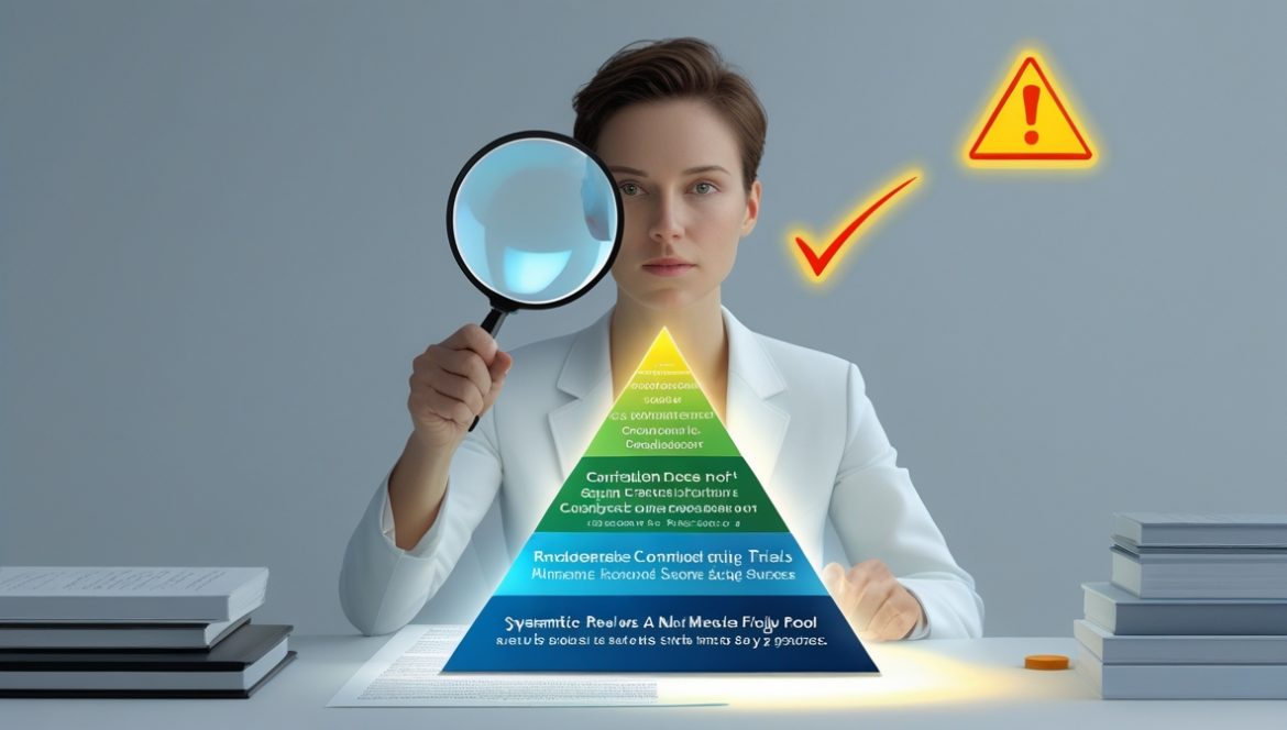 Человек анализирует научные исследования о питании за рабочим столом с документами и графиками