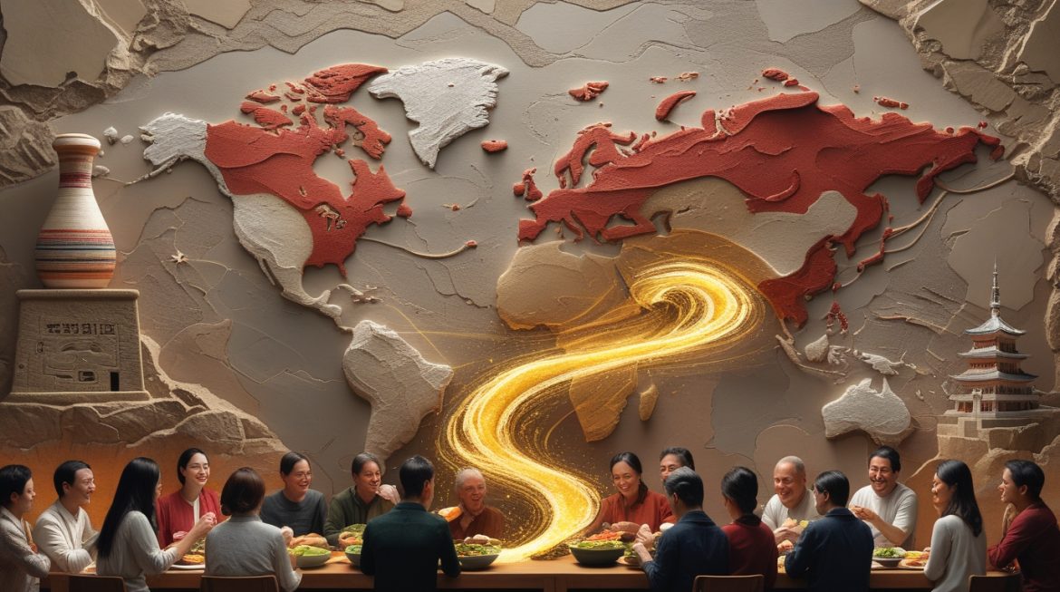 Разнообразные ферментированные продукты мировых культур на деревянном столе - кимчи, квашеная капуста, кефир, мисо для здорового питания