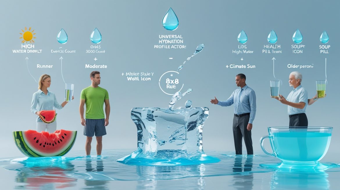 Женщина пьет воду в современной кухне с полезными напитками и фруктами