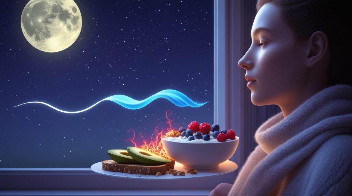 Полезный ночной перекус творог с ягодами на столе в уютной кухне