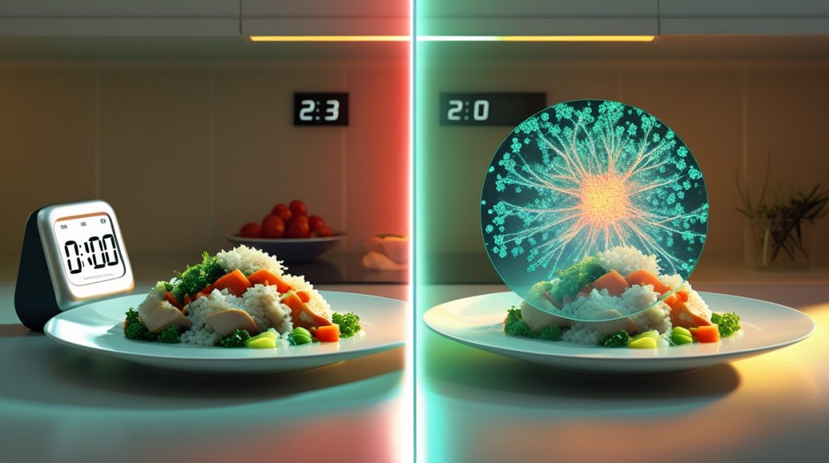 Контроль температуры продуктов на кухне с цифровым термометром для соблюдения правила двух часов