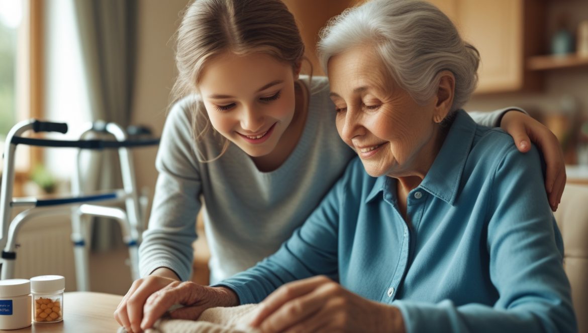 Женщина выполняет домашнюю физиотерапию и лечебную гимнастику для восстановления здоровья