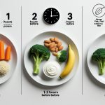 Мужчина измеряет талию и взвешивает продукты для расчета профицита калорий