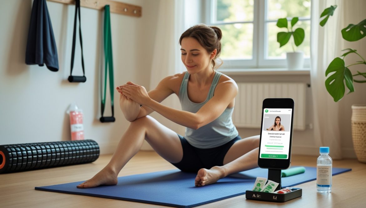 Домашняя реабилитация с упражнениями и медицинским оборудованием в комфортной домашней обстановке