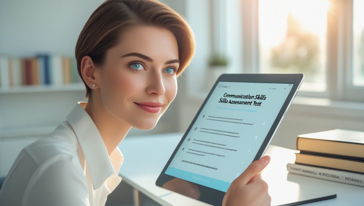 Женщина работает за компьютером с полезными продуктами для здоровья глаз на столе