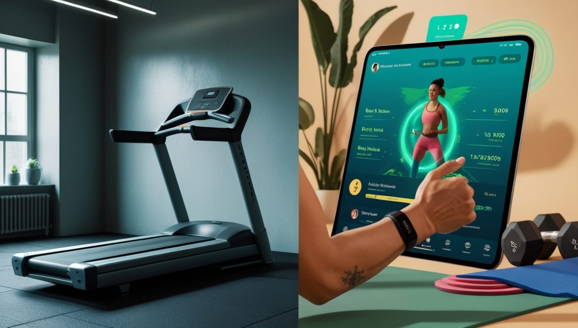 Спортсмен использует современные технологии мониторинга фитнес-метрик и показателей здоровья 