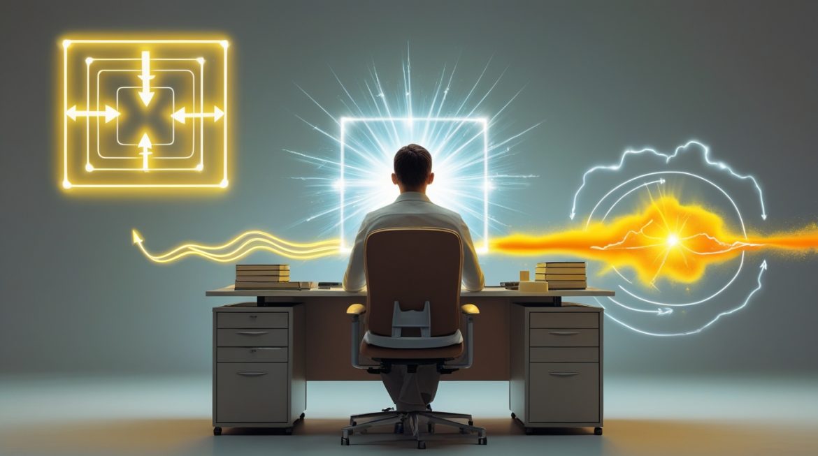 Человек медитирует в светлой комнате без гаджетов во время цифровой детоксикации