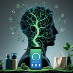 Женщина на природе с экологичными продуктами символизирует связь между экологичным образом жизни и психическим здоровьем