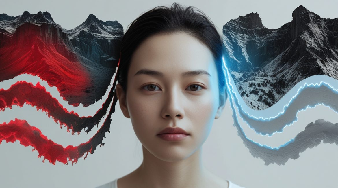 Женщина проверяет качество воздуха в промышленном районе для защиты от канцерогенных выбросов