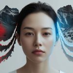 Женщина проверяет качество воздуха в промышленном районе для защиты от канцерогенных выбросов