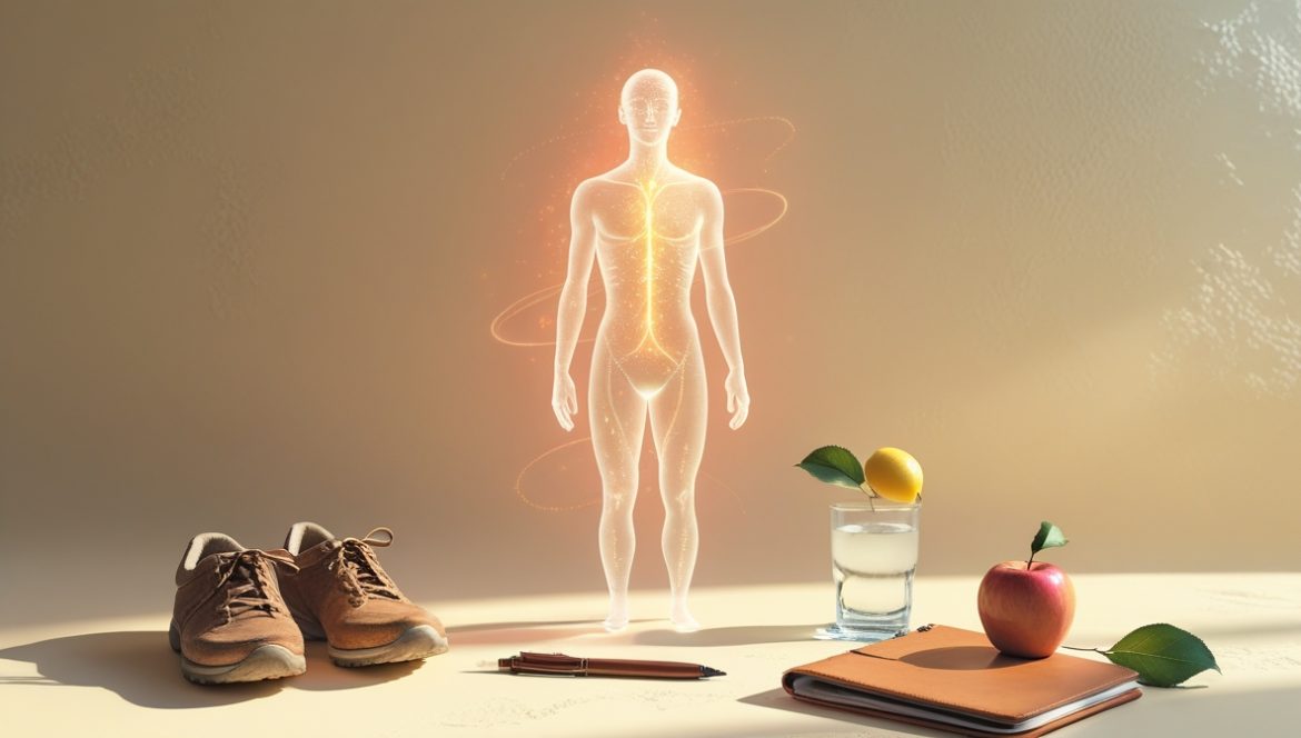 Активная женщина после 50 лет занимается йогой на природе, демонстрируя здоровый образ жизни и долголетие