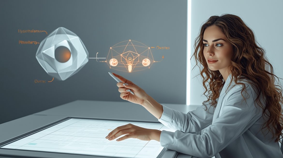 Схема гормональной оси гипоталамус-гипофиз-яичники у женщин