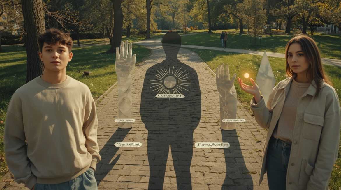 Харизматичный человек демонстрирует уверенность и обаяние в общении