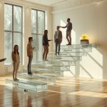 Лидер проводит презентацию команде в современном офисе, демонстрируя групповую динамику и лидерские качества