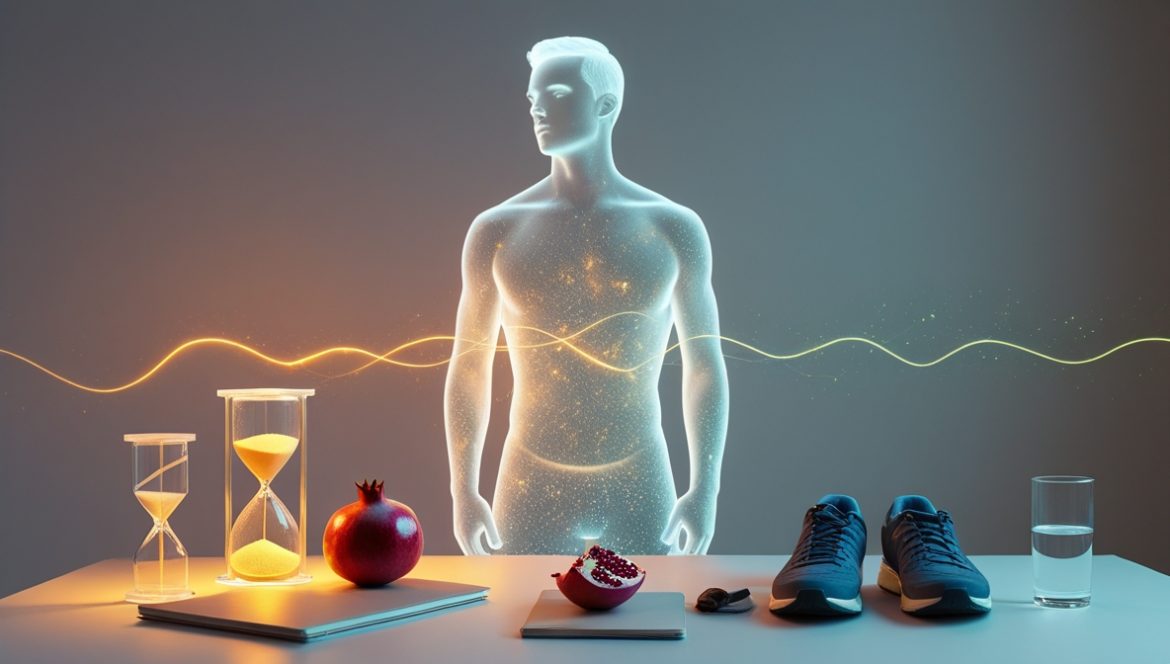 Мужчина смотрит в зеркало, биологический возраст против хронологического возраста