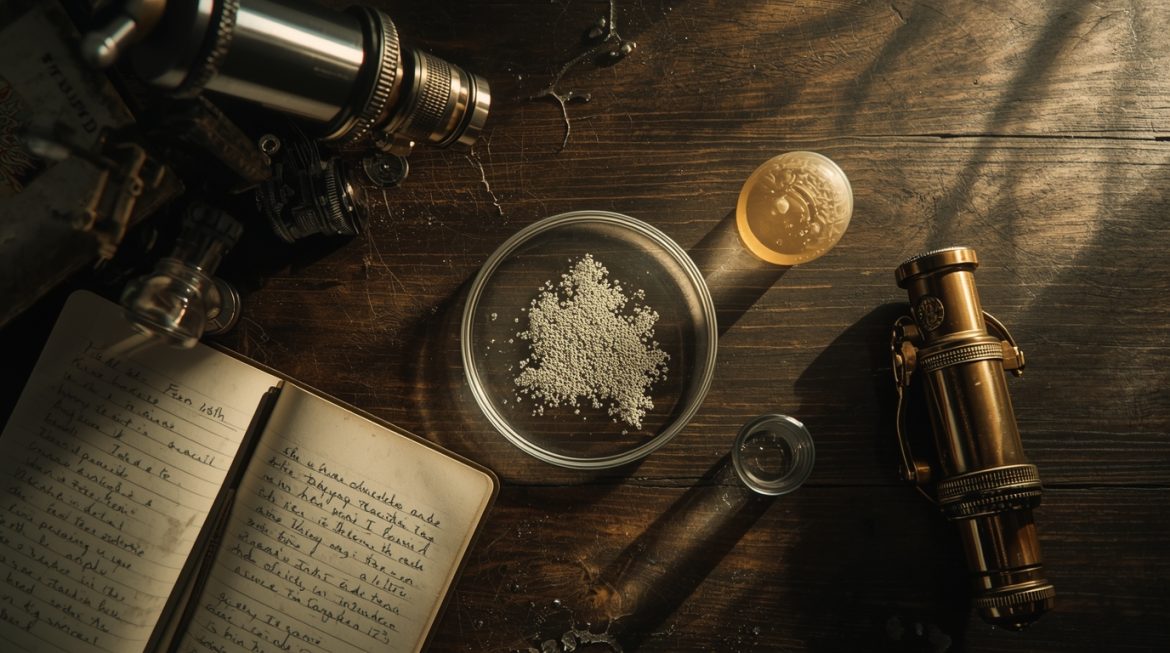 Александр Флеминг открывает пенициллин в лаборатории 1928 года с чашкой Петри