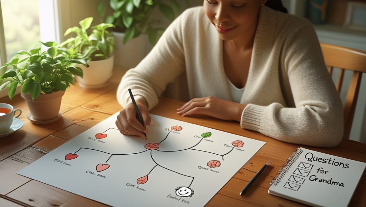 Врач анализирует семейную историю болезней на компьютере для составления медицинского древа