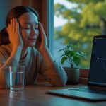 Женщина выполняет упражнения йоги для глаз в домашних условиях