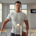 Мужчина выполняет приседания со штангой для массонабора мышц в тренажерном зале